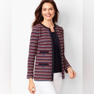 Talbots BOUCLÉ STRIPE JACKET Size Medium Workwear Career Office Academia Casual